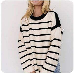 Gilli Black and Cream Striped Sweater